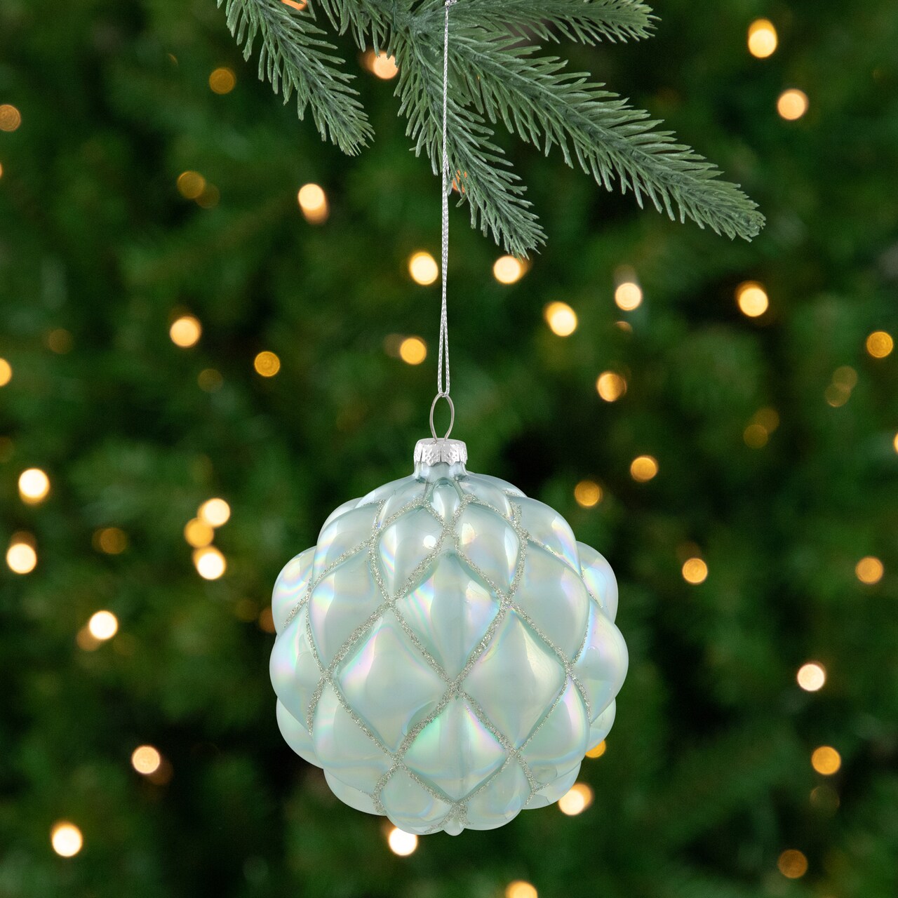 Northlight Iridescent Glass Christmas Ball Ornament - Blue - 4.5"